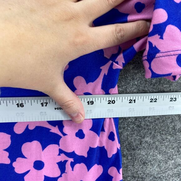 LulaRoe T-Shirt Women L Large Blue Floral Crew Neck Short Sleeve Casual Comfort - Picture 7 of 9